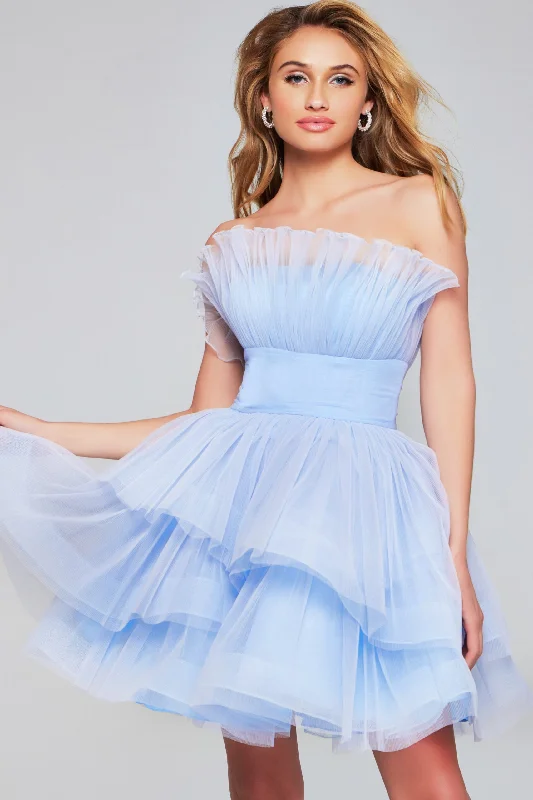 Jovani42340 A Line Homecoming Pleated Cocktail Dress