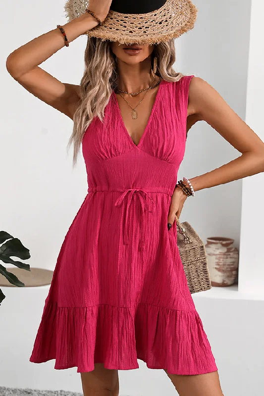 Fashion Solid Sleeveless Casual Mini Dress