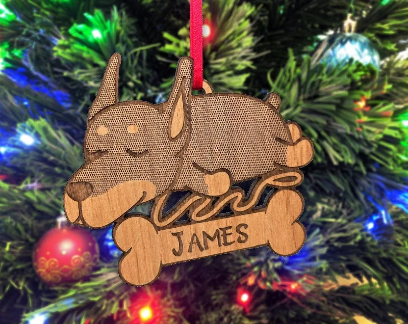 Doberman Rescue Puppy Celebratory Gift Best Dog Ever Trinket Christmas Gift Custom Bone Ornament Kids New Puppy Present Announcement Idea