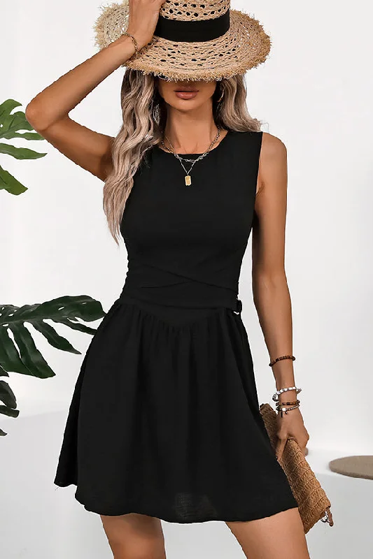 Fashion Solid Color Sleeveless Mini Dress