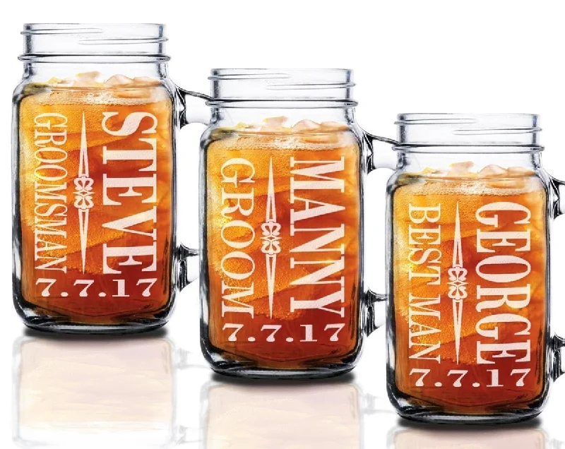 Custom Wedding Party Groomsmen Gift for Best Man from Groom Engraved Mason Jar Bachelor Party Favor Gifts for Men Bulk Discount