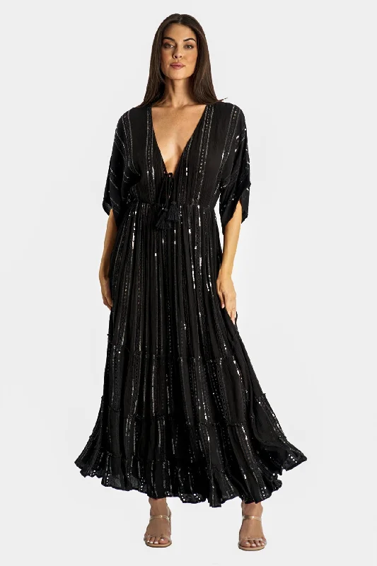 Selvaggio Maxi Black Robe Dress