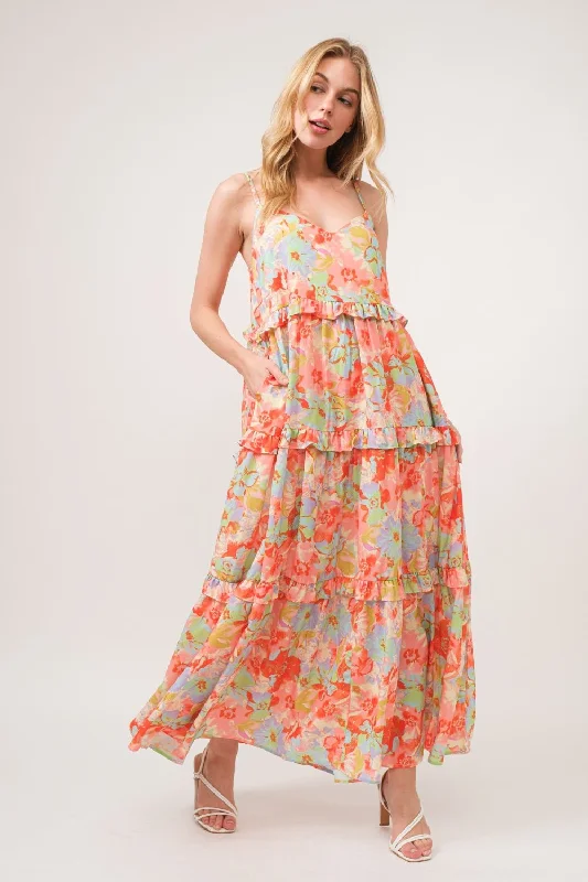 Floral Ruffled Tiered Maxi Dress