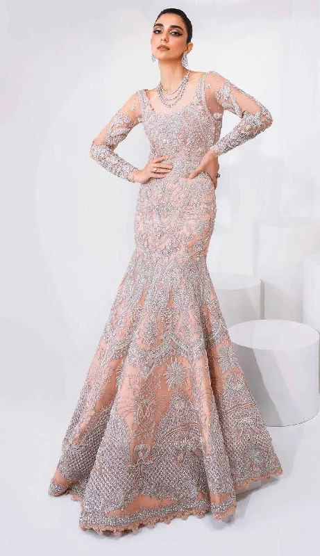 Pakistani Bridal Dress in Pink Gown and Dupatta Style