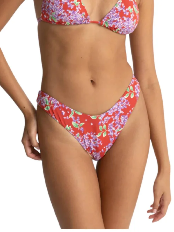 Isle Floral Hi Cut Bikini Bottom In Red