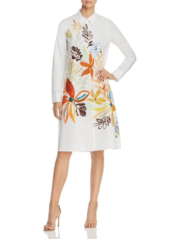 Womens Cotton Floral Midi Dress