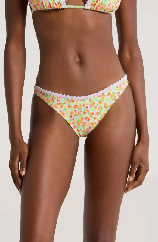 Crochet Cheeky Bikini Bottom In Coco Mango