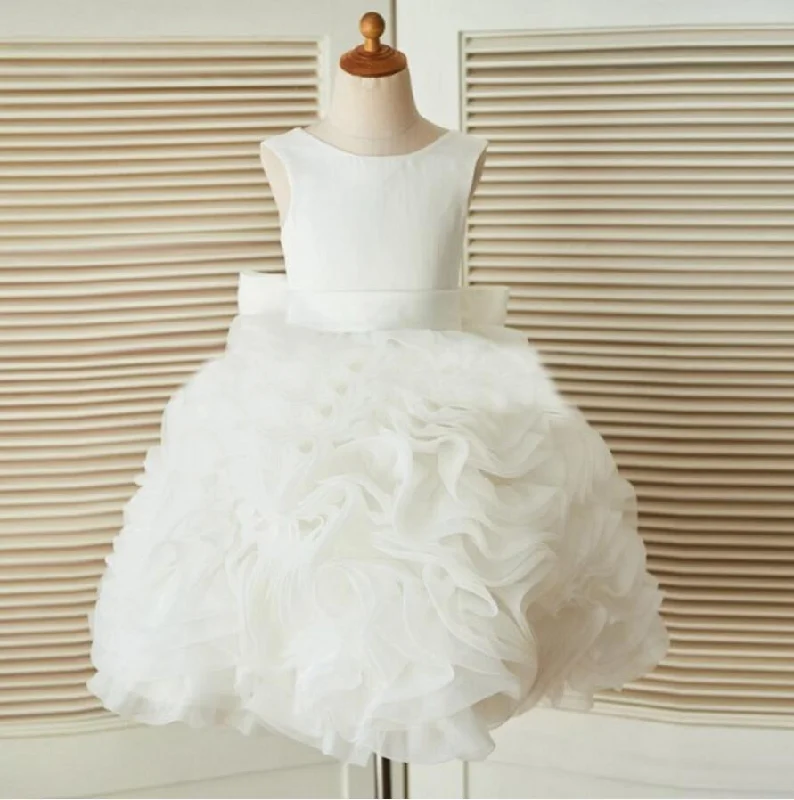 Ivory Online Princess Flower Girl Dresses, Weding Little Girl Dresses with Lace Up Back, FGS023