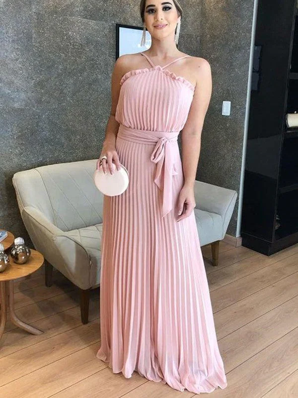 Sleeveless Chiffon Wedding Guest Dresses, 2020 Long Prom Dresses, Bridesmaid Dresses