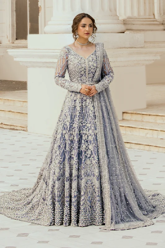 Pakistani Bridal Dress in Ice Blue Pishwas Frock Style