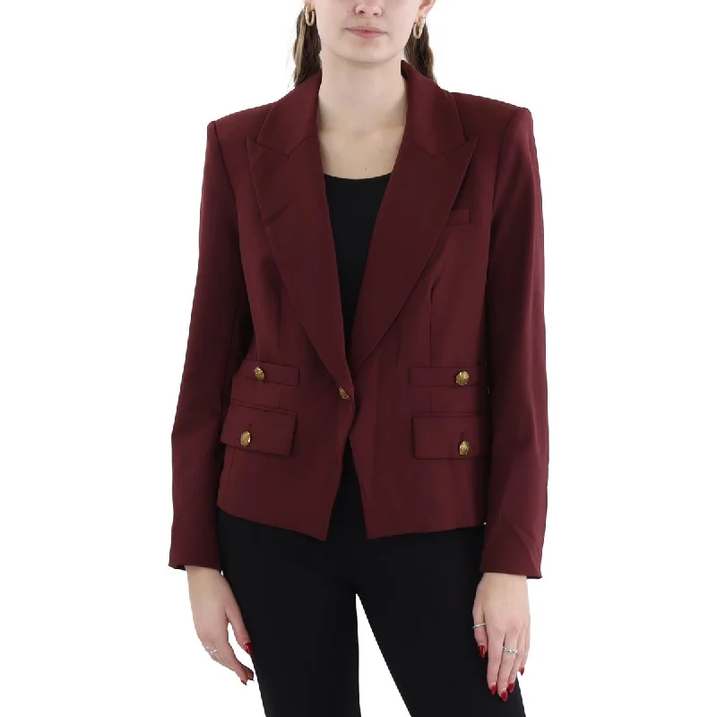 Womens Collar Pocket One-Button Blazer