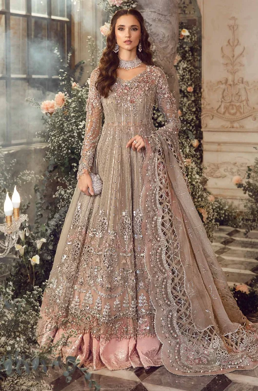 Pakistani Bridal Dress in Grey Lehenga Pishwas Style