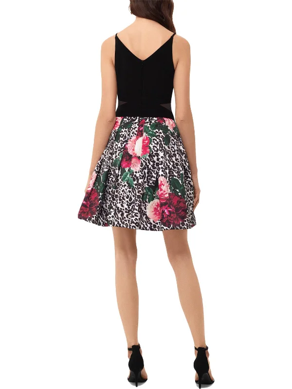 Womens Printed Midi Cocktail and Party Dress