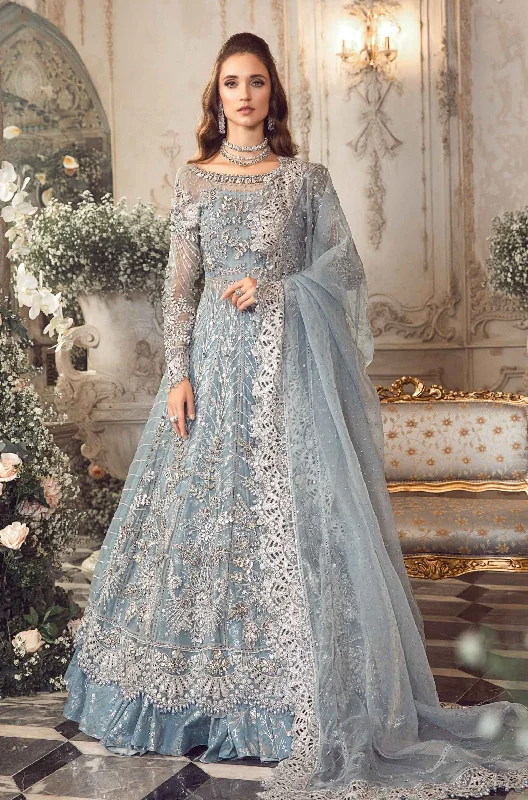 Pakistani Wedding Dress in Blue Lehenga Pishwas Style