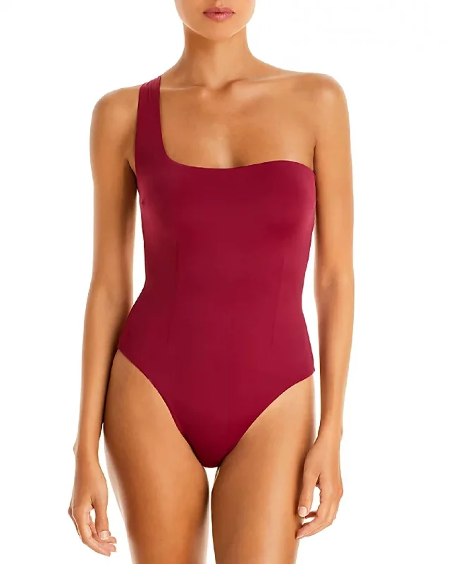 Sofia Asymmetric One Piece Swimsuit In Burgundy