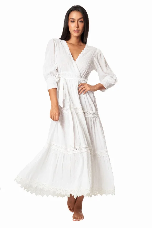 Zoe White Wrap Maxi  Dress