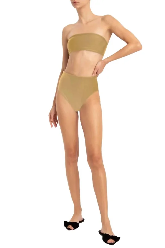 Timeless High Leg Bandeau Bikini In Green Dune