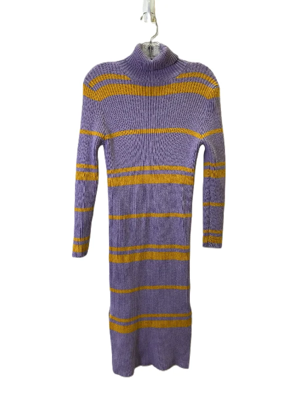 Dress Sweater By Moon River In Purple & Yellow, Size: M