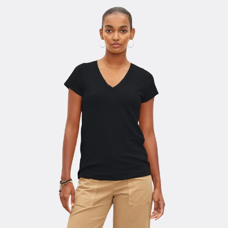 Jilian Original Slub V-Neck Tee (Black)