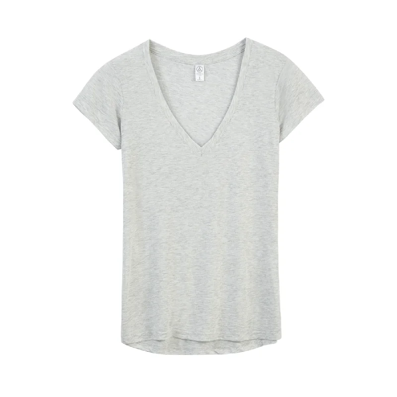 Slinky Jersey V-Neck T-Shirt (Oatmeal Heather)