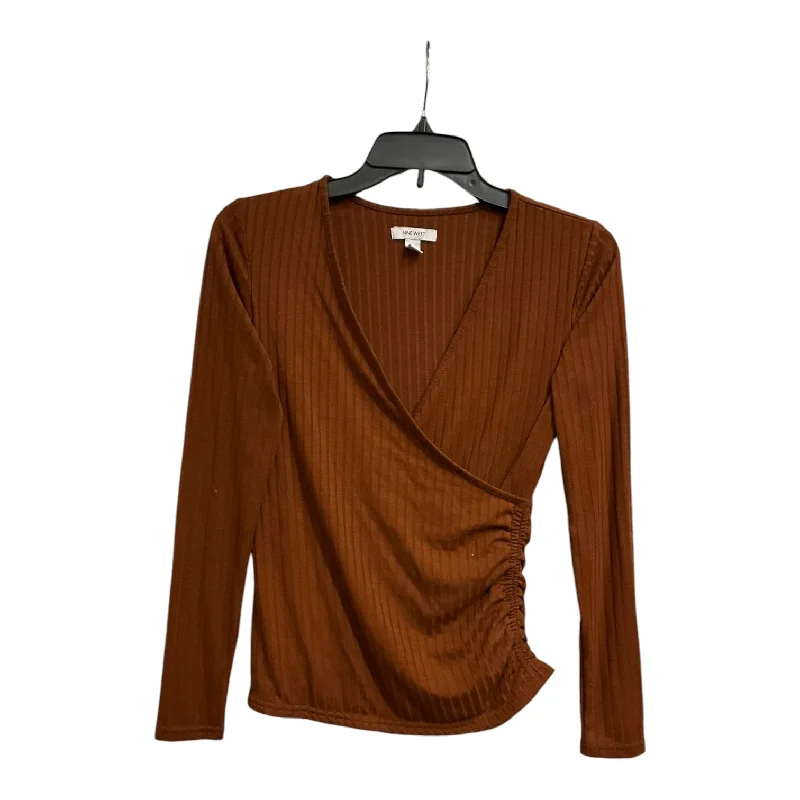 Top Long Sleeve Basic By Nine West Apparel In Brown, Size: Xs