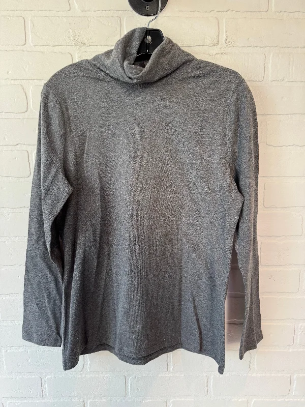 Top Long Sleeve Basic By Talbots In Grey, Size: Mp