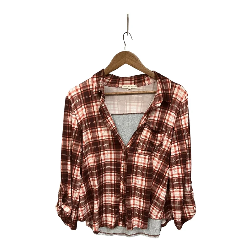 Top Long Sleeve By Cmb In Plaid Pattern, Size: L