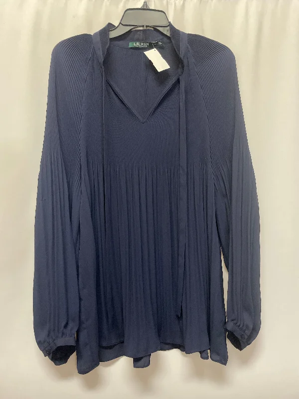 Top Long Sleeve By Lauren By Ralph Lauren In Blue, Size: Xl