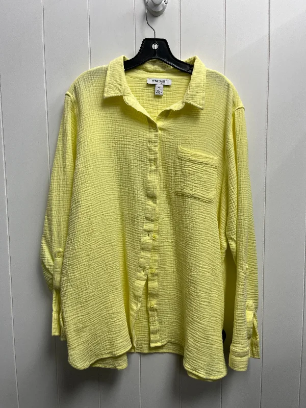 Top Long Sleeve By Nine West Apparel In Yellow, Size: Xl