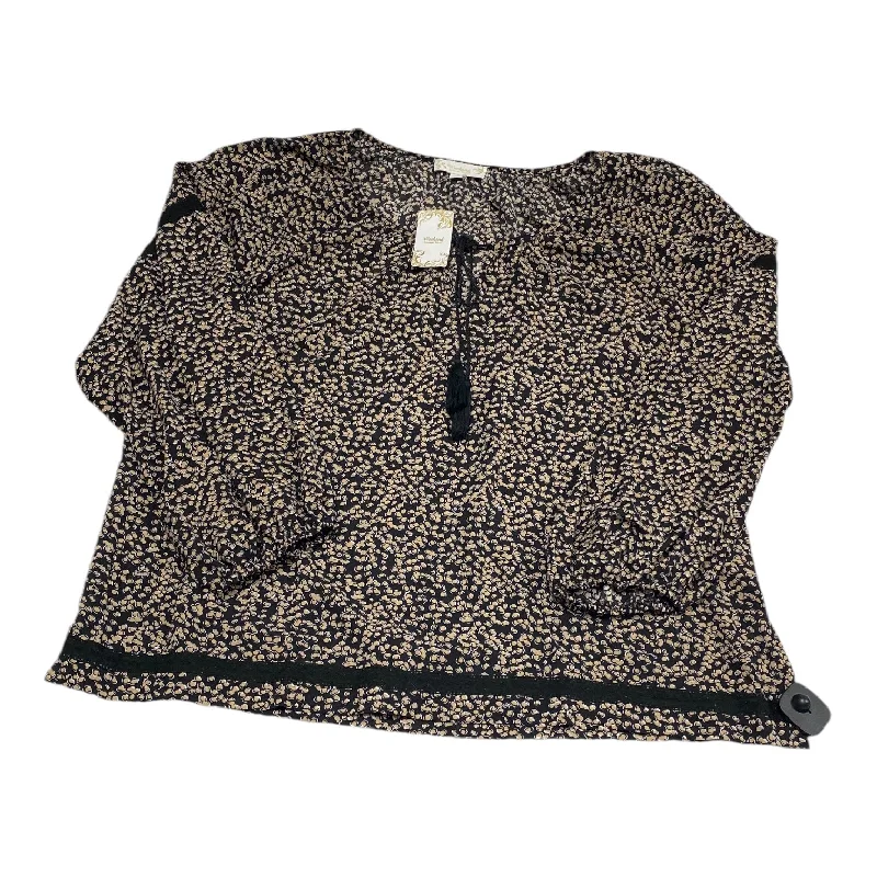 Top Long Sleeve By Suzanne Betro In Black & Tan, Size: 2x